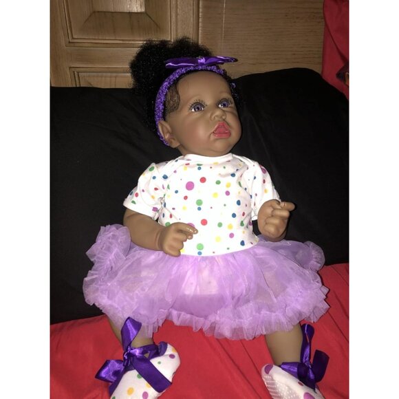 🆕22.8 Inch Reborn Doll with Soft Body African American Aria Girl Newborn Doll - Picture 1 of 9